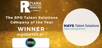 Hays Talent Solutions named RPO Talent Solutions Company of the Year at the annual TIARA Recruitment Awards in Australia